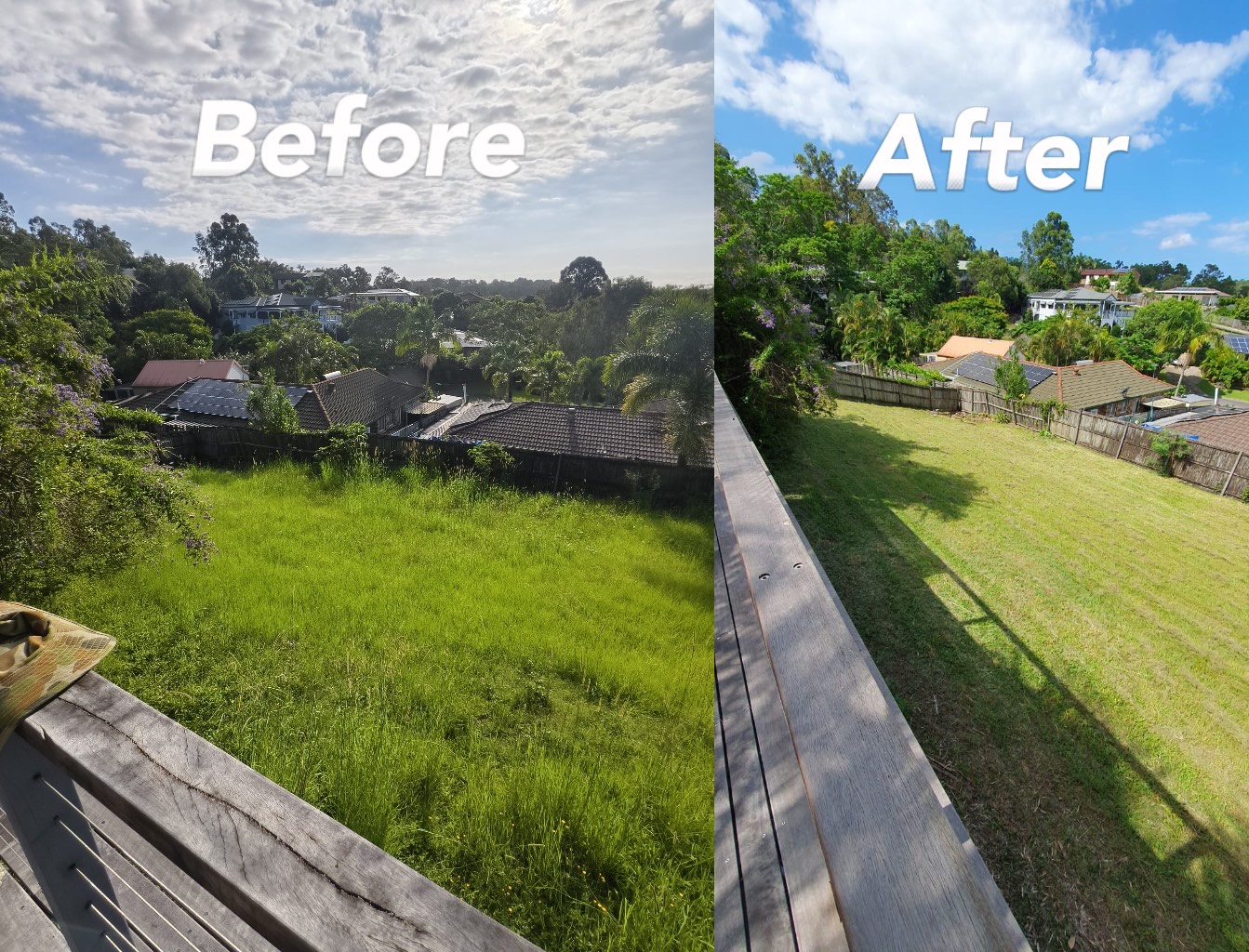 Routine garden upkeep, lawn mowing, and hedge trimming service performed by Paradise Handyman.