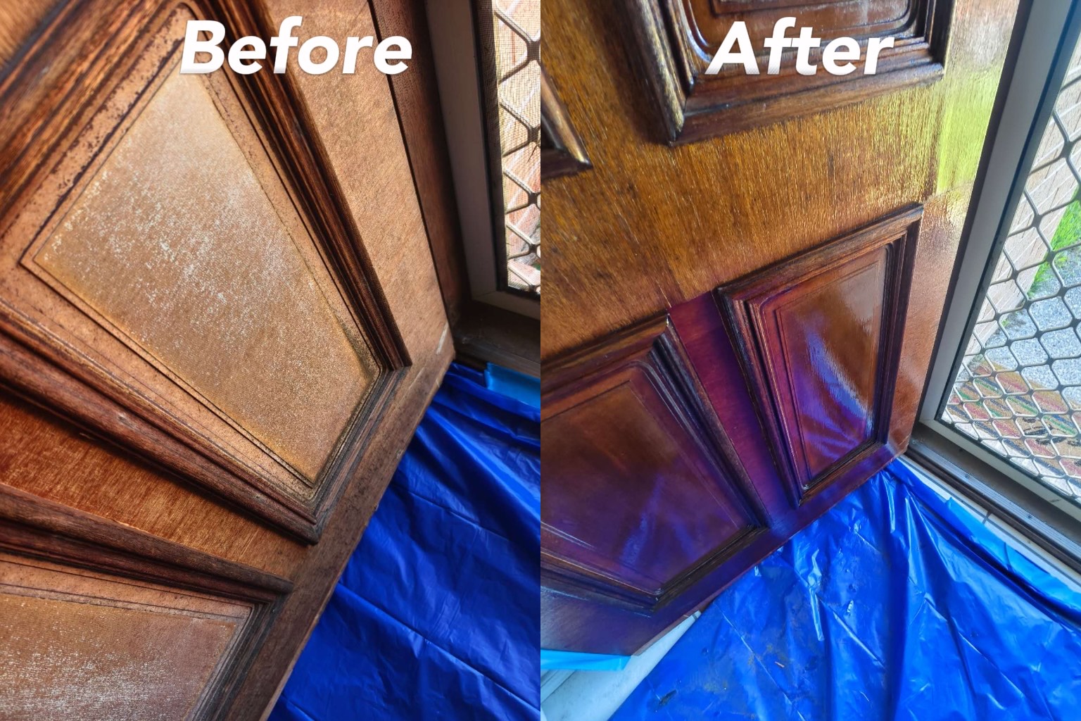 Giving the old door some well needed refurbishment by Paradise Handyman.